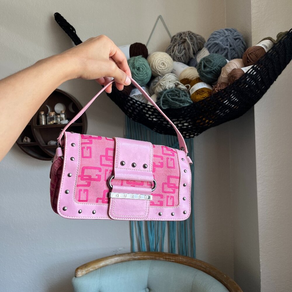 Vintage 90's Pink Guess Shoulder Bag Purse in Excellent Condition